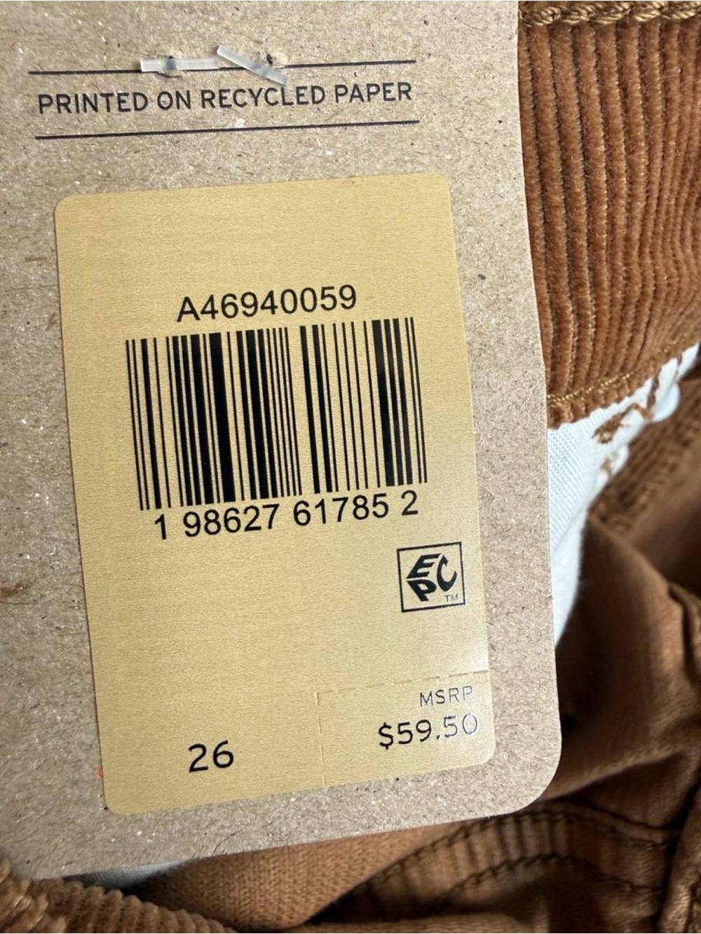 NWT Levi’s Icon Corduroy Mini Skirt Brown Size 26 - Picture 6 of 6